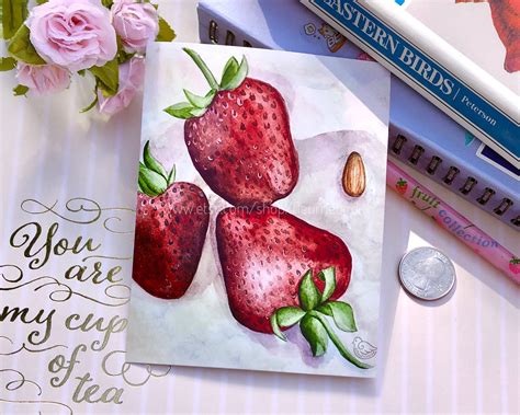 Aquarell Erdbeeren Glänzend Druck Etsy