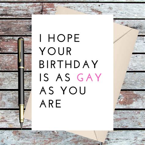Gay Lgbtq Funny Birthday Card Modern A Black White Design Etsy
