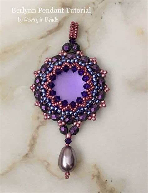 beaded pendant pattern pendant tutorial lunasoft cabochon swarovski
