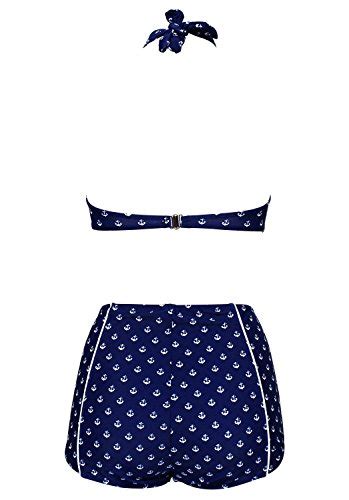 ᐅ Damen Retro Badeanzug Bademode Bikini blau Anker XXL