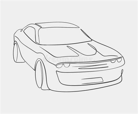 Outline Drawing of a Sports Car Stock Illustration - Illustration of ...