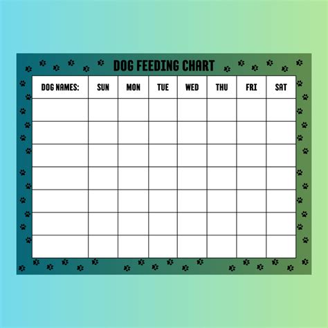 Weekly Dog Feeding Chart, Printable Dog Chart for Dog Lovers - Etsy