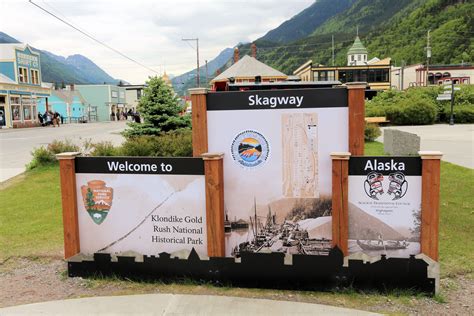 Welcome to Skagway, Alaska Sign ~ Gateway to the Klondike Gold Rush. A