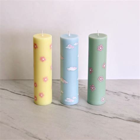 Hand Painted Candles Blue Painted Candles Hand Painted Candles