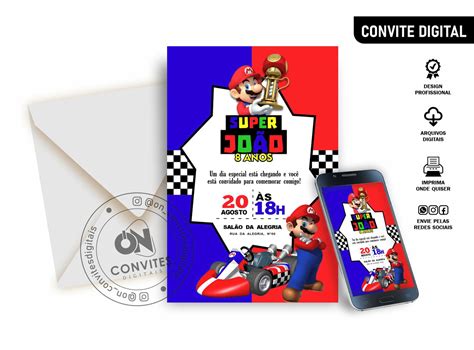 Convite Digital Super Mario Kart Elo Produtos Especiais