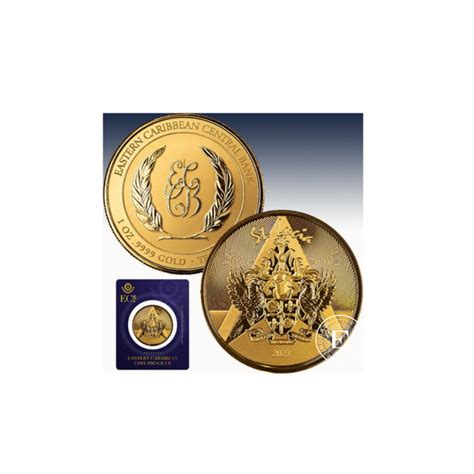 Oz G Gold Coin On Coincard Ec Coat Of Arms St Lucia