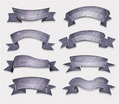 Cartoon Rock Banners And Ribbons For Ui Game 266978 Vector Art At Vecteezy