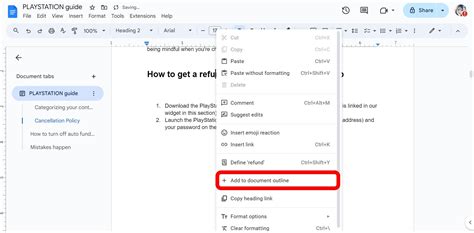 Google Docs: How to create an outline