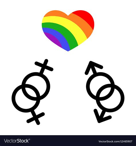 Gay Lgbt Rainbow Heart And Love Symbols Royalty Free Vector