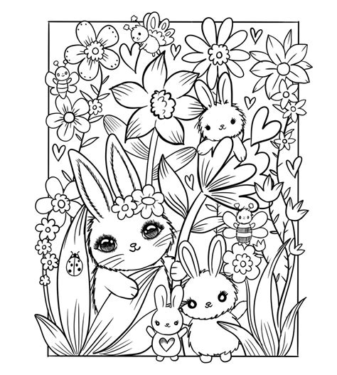 Coelhos fofos para colorir | Vetor Premium