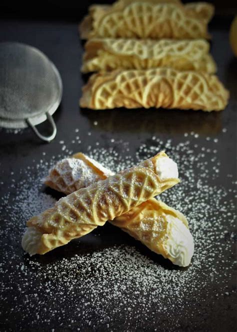 Pizzelle Cannoli with Ricotta filling - Mangia Bedda