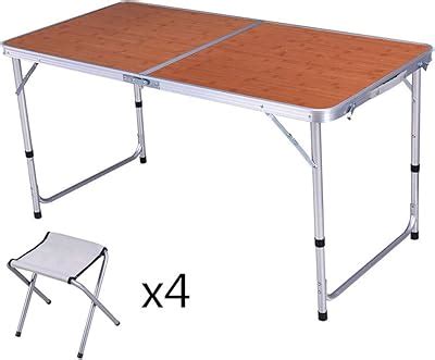 Amanka Table De Camping Pique Nique Pliable R Glable En Hauteur