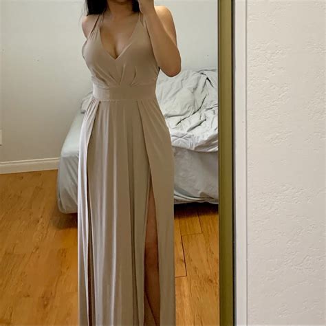 Nude High Slit Maxi Dress Gem