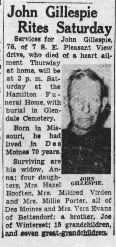 John Gillespie Obit