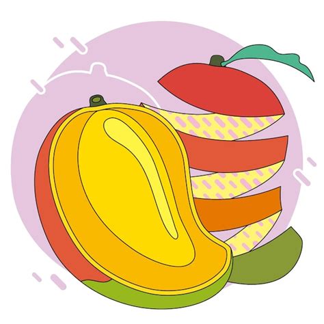 Premium Vector Vector Half Cut Fruit Mango