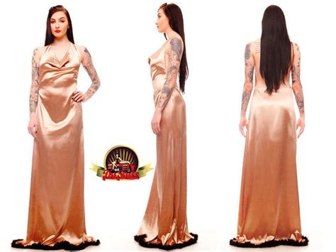 Boudoir Silky Satin Nightgown Vintage Style Sleepwear Lingerie Long Satin Nightgown Etsy