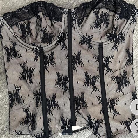 Black And Nude Lacey Corset Top Repop Never Worn Depop