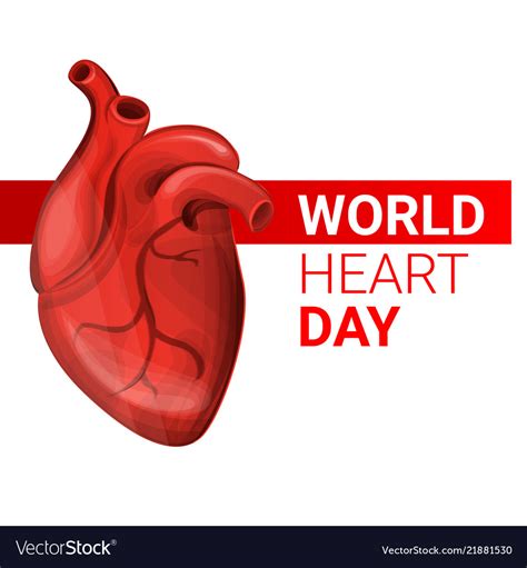 World Human Heart Day Concept Banner Cartoon Vector Image