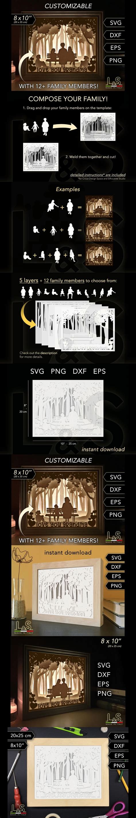 Customizable Grandma Shadow Box Template Light Box Svg Files Box