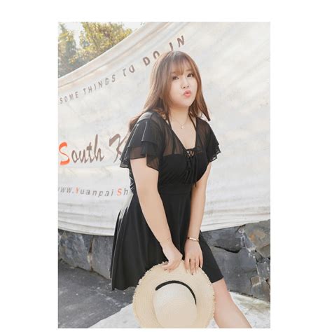 Big Size Bikini Bộ Áo Bơi Liền Thân Ren Có Tay Che Bụng Cho Người Béo Mập BigBuy