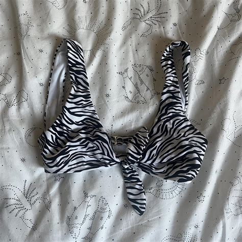 Hollister Bikini Top In XS Zebra Print Only Worn Depop