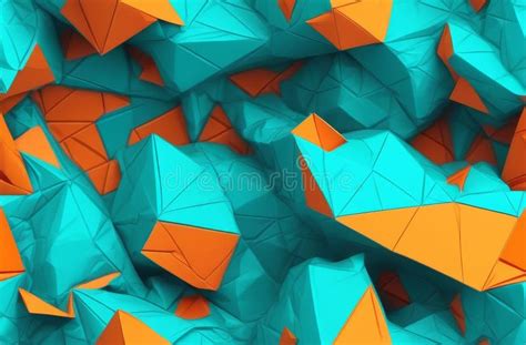Abstract Geometric Background With Teal And Orange Shapes Stock Photo