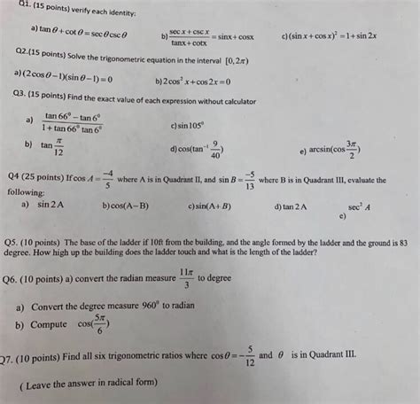 Solved Q Points Verify Each Identity Secx Cscx Chegg