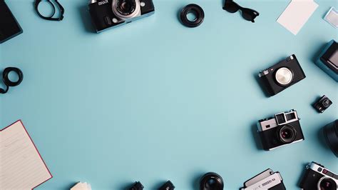 items on blue table, background design of random objects on table