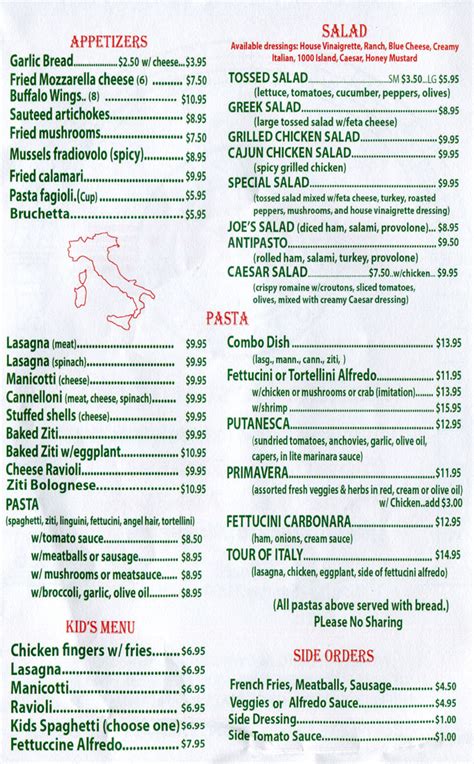 Joes Pizza Pasta And Subs