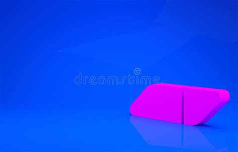 Pink Eraser Or Rubber Icon Isolated On Blue Background Minimalism