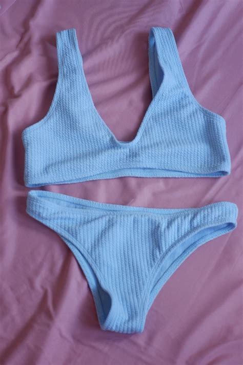 Sky Blue Bikini Set Xs Women S Fashion Swimwear Bikinis Swimsuits On Carousell