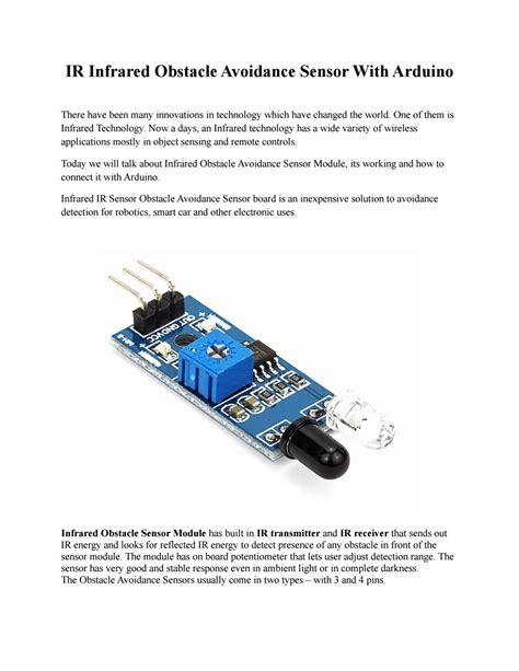 Ir Infrared Obstacle Avoidance Sensor With Arduino By Andrew Kanzler