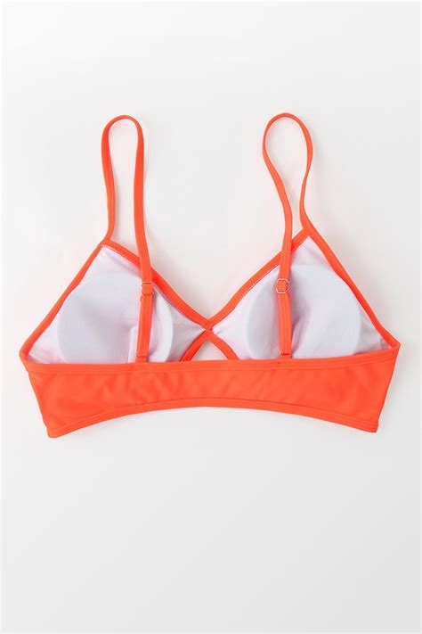 Neon Orange Cutout Bikini Top