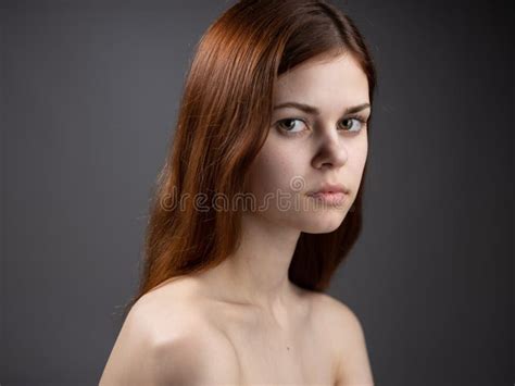 Woman With Bare Shoulders Side View Of Red Hair Naked Shoulders Model Stock Photo Image Of