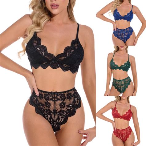 HAPIMO Women S Gathered Thin Wireless Bra Set Lingerie Underwear Pajamas Set Lace Exquisite