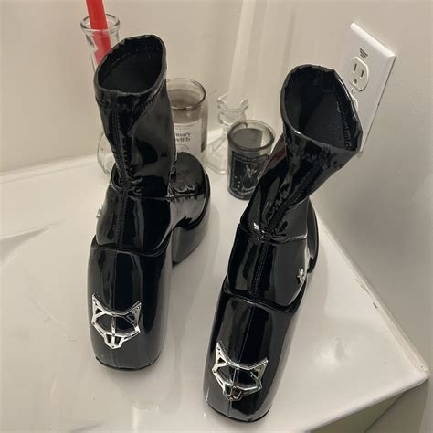 Naked Wolfe Black Mayhem Platform Patent Ankle Boots Depop