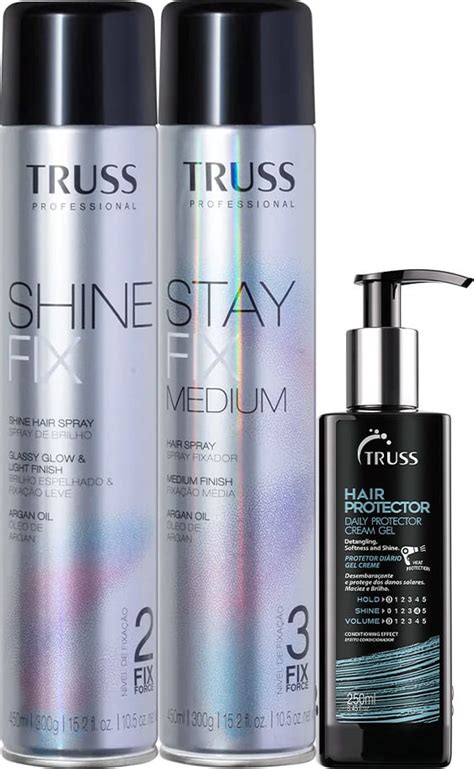 Kit TRUSS Shine Fix Stay Fix Medium Hair Protector Beleza Na Web