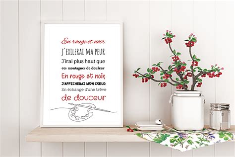 Tableau Ou Poster Paroles De Chanson De Jeanne Mas En Rouge Et Noir