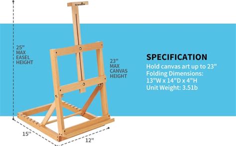 Grandink Heavy Duty H Frame Tabletop Beechwood Easel Hold Canvas Up