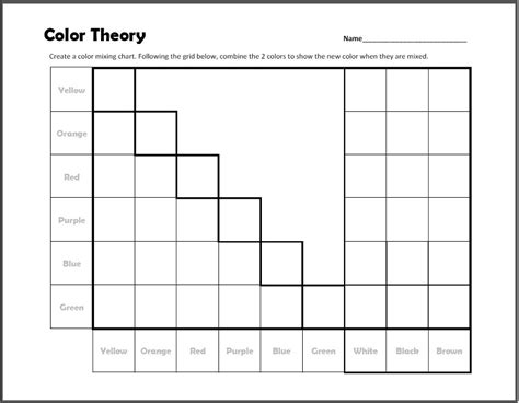 Color Theory Mixing Chart Worksheet - Create Art with ME