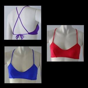 Cross Back Ballet Bikini Top In Red Turquoise Royal Blue Orange