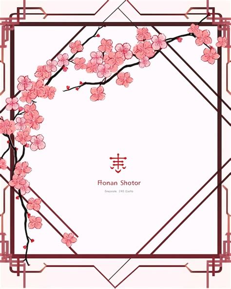 Premium Vector Vector Illustration With Cherry Blossom Frame Border