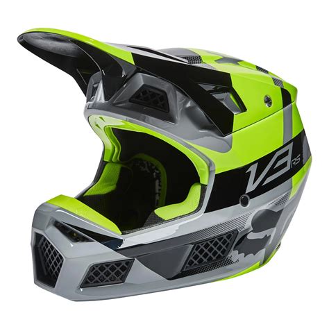 Kask cross FOX V3 RS RIET FLUORESCENT YELLOW szary żółty fluo czarny