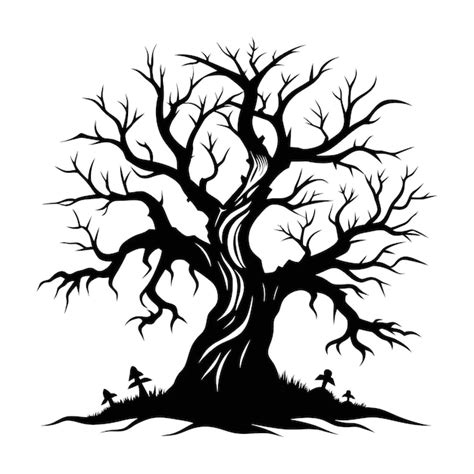 Premium Vector | Howling shadows a haunting tale of the spooky tree ...