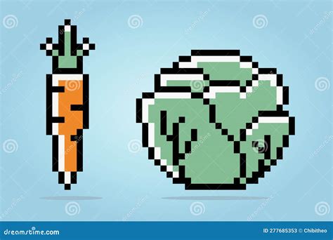 Pixel Art Vegetables Icon 32x32 Pixels Cartoon Vector CartoonDealer