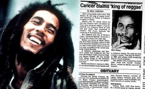 Otd 35 Years Ago Reggae Music Legend Bob Marley Died From Cancer