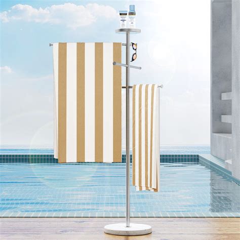 Kes Outdoor Towel Rack Pool Towel Rack Outdoor With Weighted Marble