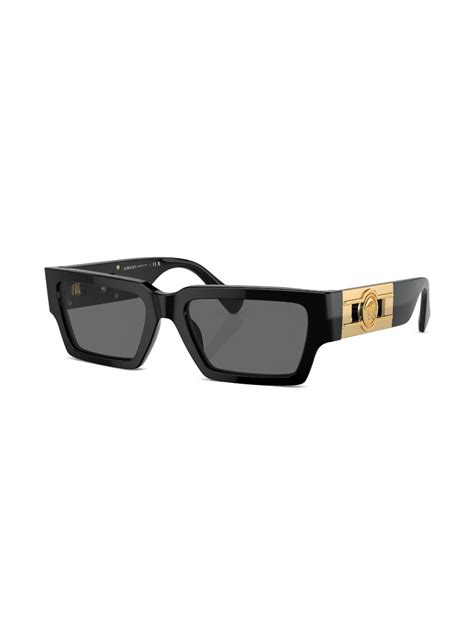 Versace Eyewear Medusa Head Rectangle Frame Sunglasses Black Farfetch