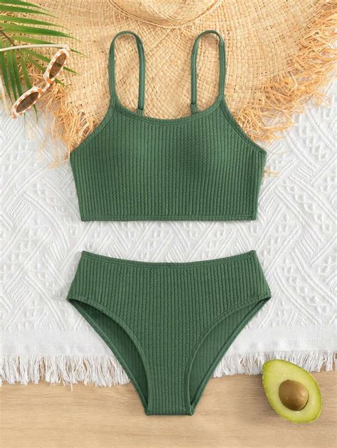 Tween Girl Solid Bikini Set Summer Beach SHEIN USA