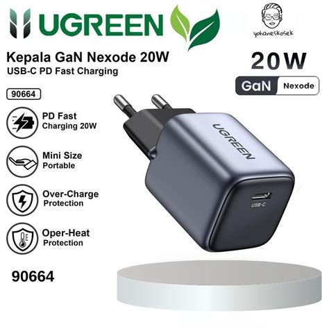 Jual UGREEN Kepala Charger Type C GAN Fast Charging 20w 90664 Shopee